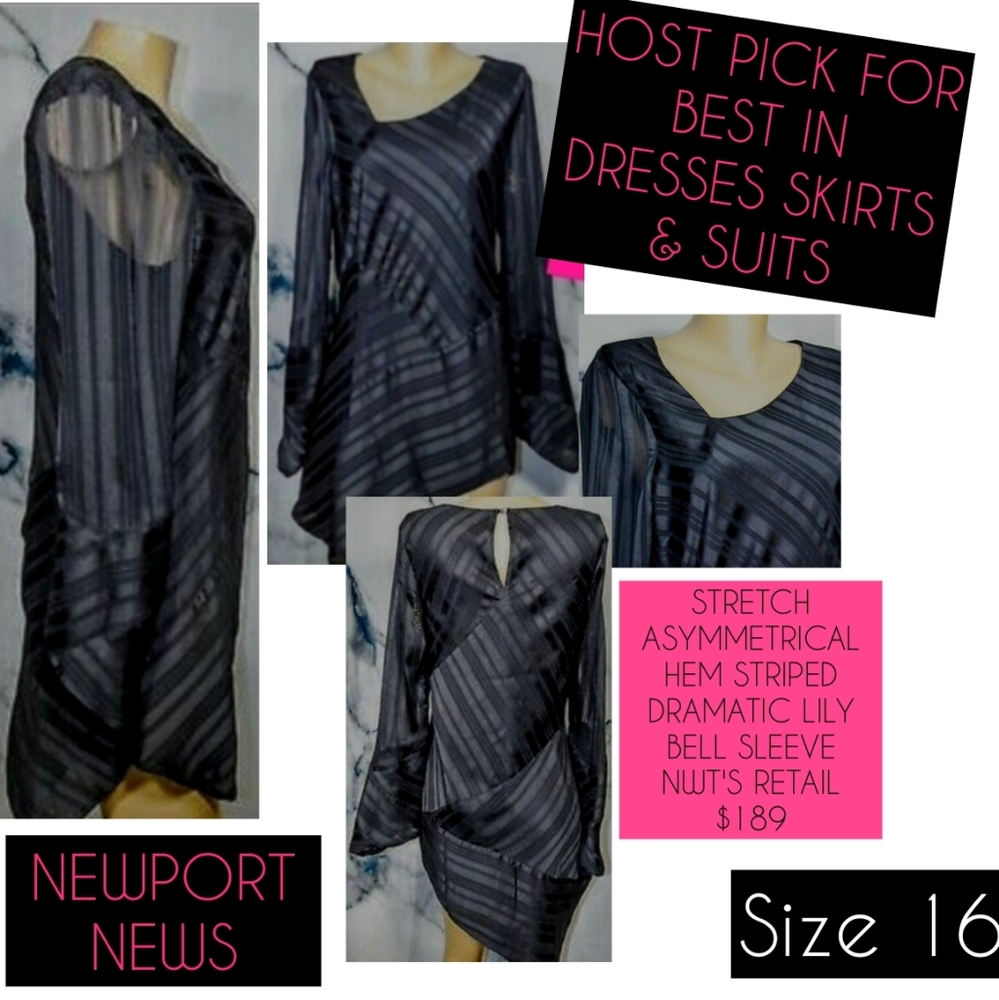 Newport News Dress Size 16 Asymmetrical Hem